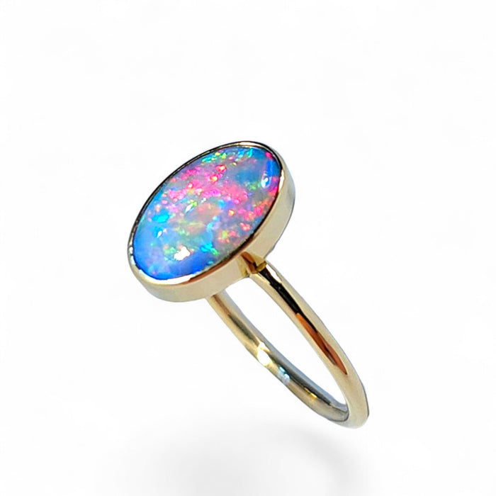 Boquet' 14k Gold Australian Opal Ring 2g Free Re-Size Q36