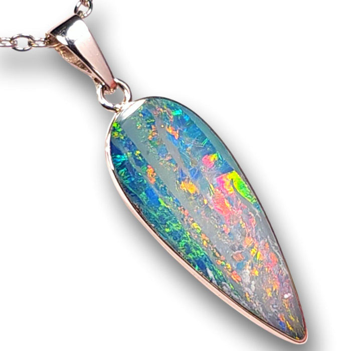 Jimmie Sprinkles' Genuine Australian Silver Opal Pendant Jewelry 6.8ct K29