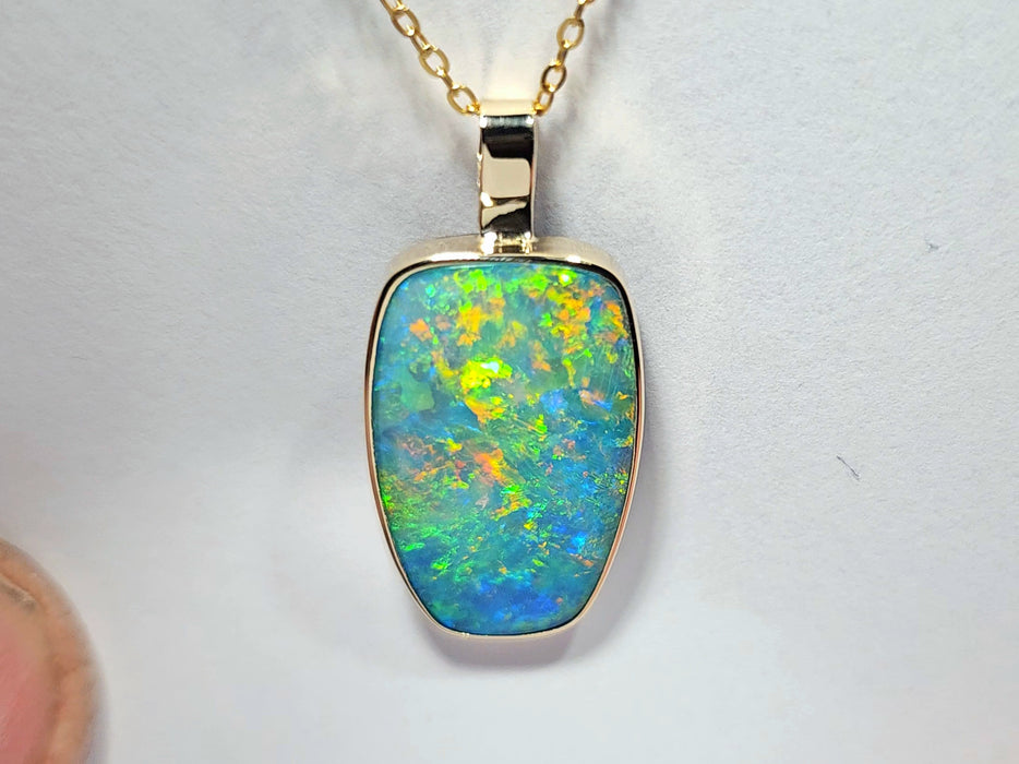 Gold Royale' Large Genuine Australian Opal Pendant Gem Gift 3g R23