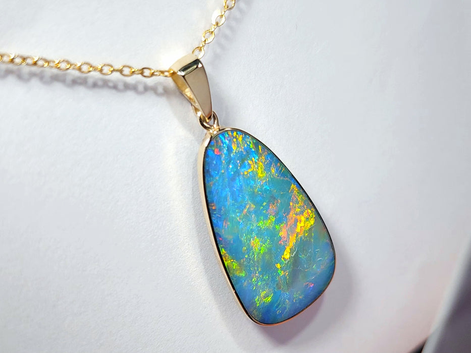 Solarfire' Large Genuine Australian Opal Pendant 14k Gem Gift 2.3g R17