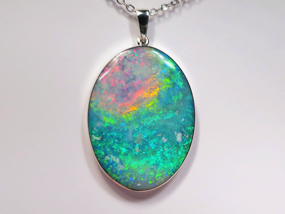 Zilveren Rivier' Large Genuine Australian Silver Opal Pendant Jewelry 27.3ct M29