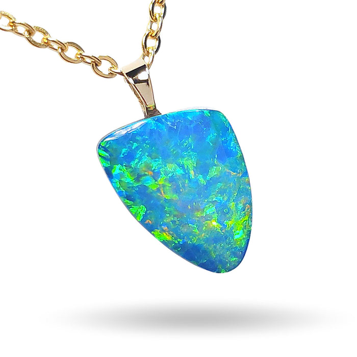 Oro Verde' Australian Opal Pendant 14k Gold Doublet Gift 3.8ct N51