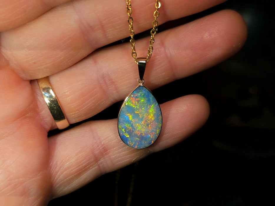 El Dorado' Genuine Australian Opal Pendant 14k Gem Gift 4.5ct O44
