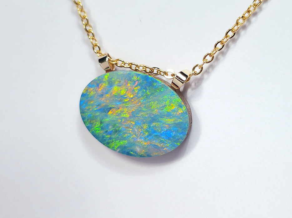 Tempeste' Large Australian Opal Pendant 14k Gold Doublet Gift 9.4ct N36