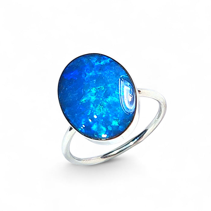 Biolume' Genuine Australian Opal Ring 925 Silver Sz 7 Free Re-Size P38