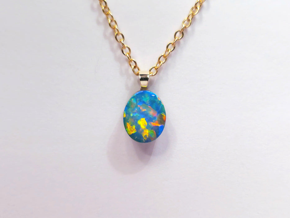 Aranyos' Rare Australian 14k Gold Opal Doublet Pendant Gift 2.5 carat P17
