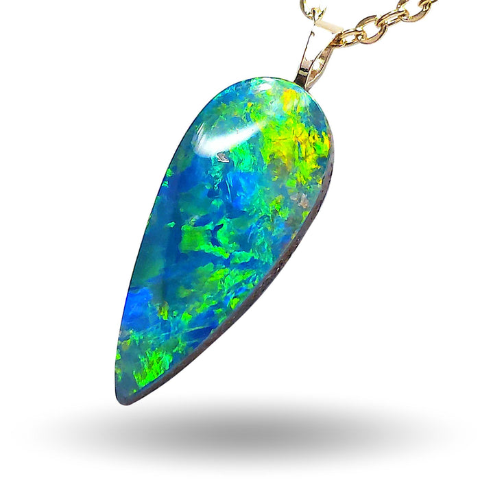 Realeza' Australian Doublet Gem Opal Necklace 5.7ct 14k Jewelry M68