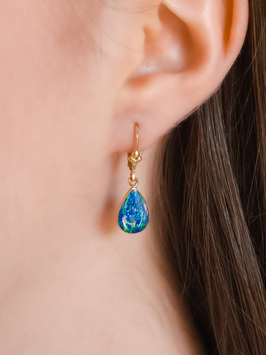 Dew Drops' Australian Opal Earrings Gold Gem Gift Jewelry 8.4ct M60