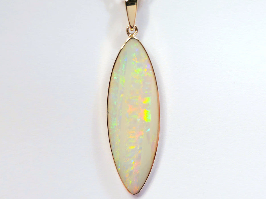 Marquise' Natural Australian Solid Opal 14K Gold Pendant 9ct N01