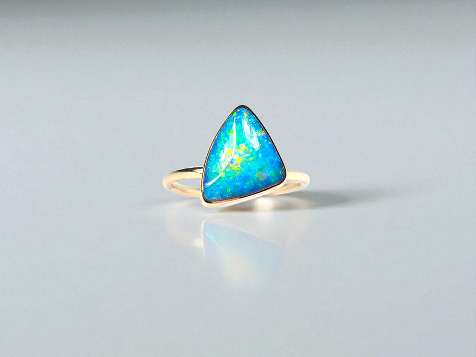 Black Beauty' 14k Gold Australian Opal Ring 2.5g Free Re-Size O19