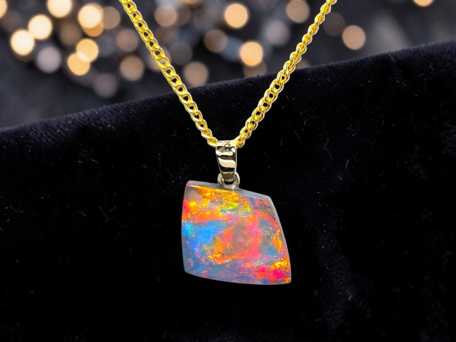 Flume' Rare Australian 14k Gold Opal Doublet Pendant Gift 5.3ct Q16