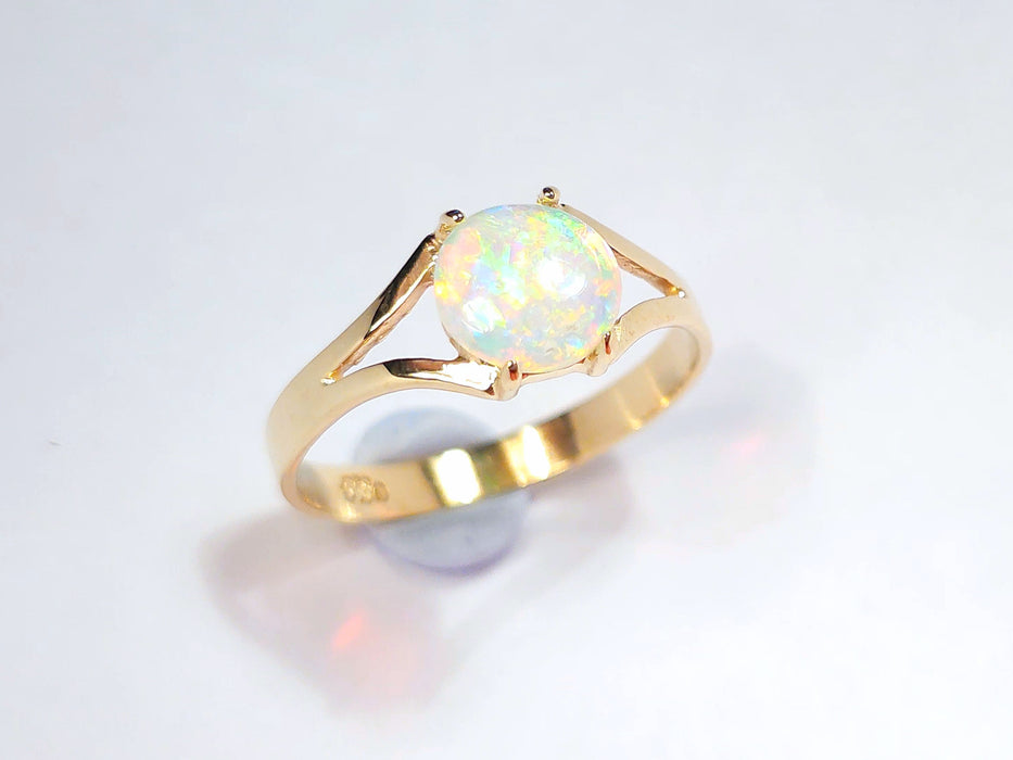 Cristal' Australian Solid Opal Ring 14k Gold 1.5g US Sz 6.25 Free Resize. N13