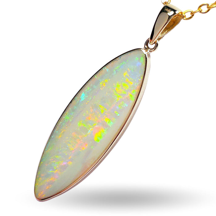 Marquise' Natural Australian Solid Opal 14K Gold Pendant 9ct N01