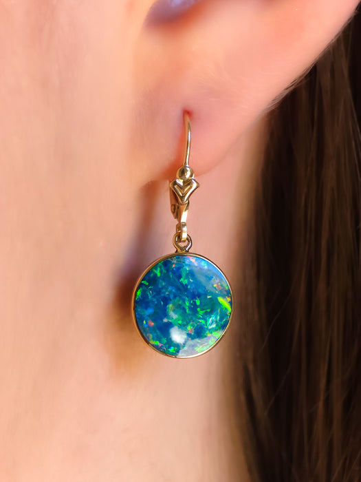 Sfere Dorate' Genuine Australian Solid Gold Drop Opal Earrings 13.4ct O75