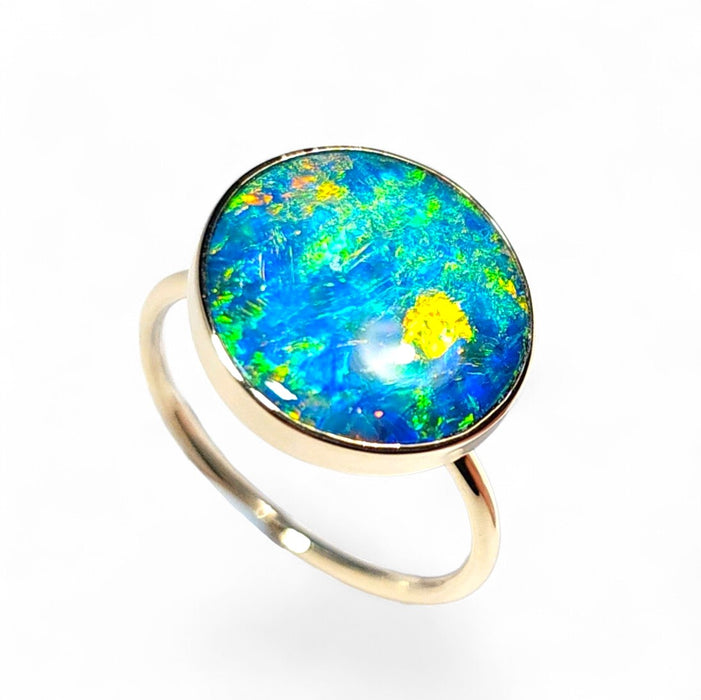 Earth' 14k Gold Australian Opal Ring 2.9g Free Sizing R04