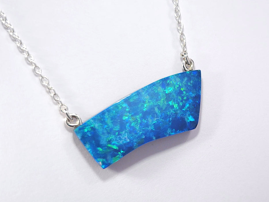 Pacifica' Large Genuine Australian Opal Pendant Silver Gem Gift 3.1g Q85