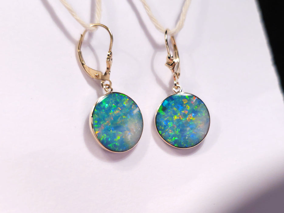 Orbes Electricos' Genuine Australian Solid Gold Drop Opal Earrings 17ct O78