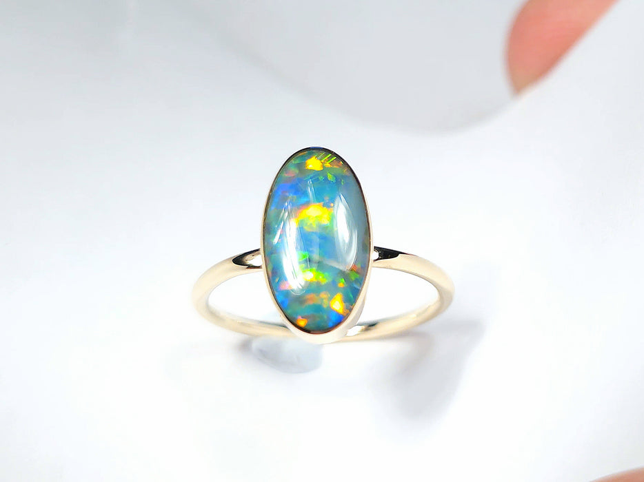 Hearth' 14k Gold Australian Opal Ring 2.1g Free Re-Size N20