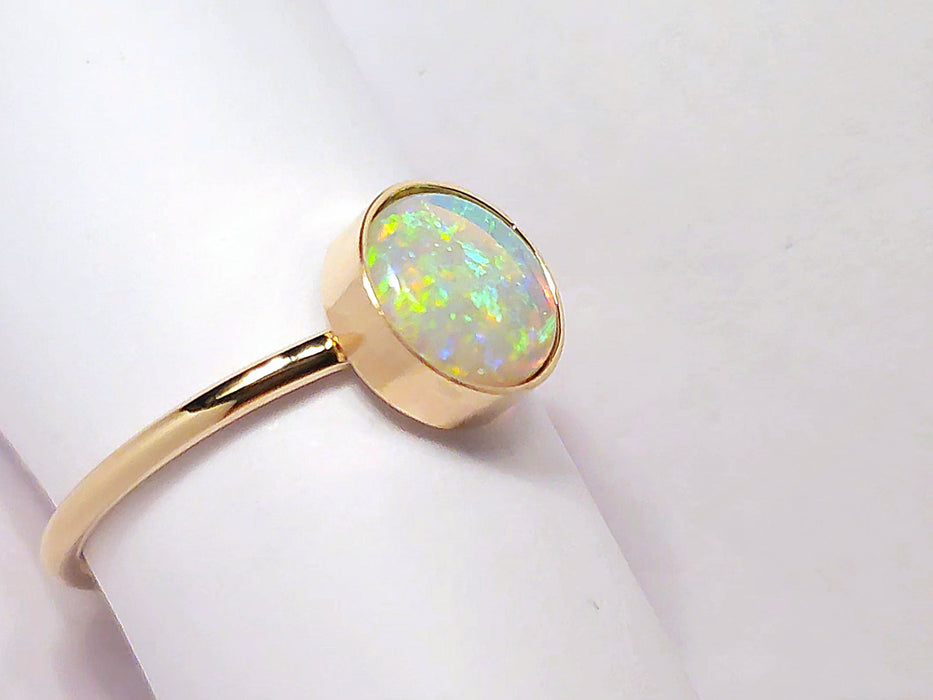 Kreisgarten' Australian Solid Opal Ring 14k Gold 1.9g Free Re-Size 7 M40