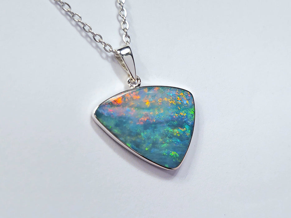 Alivio' Large Genuine Australian Opal Pendant Silver Gem Gift 11.2ct O48