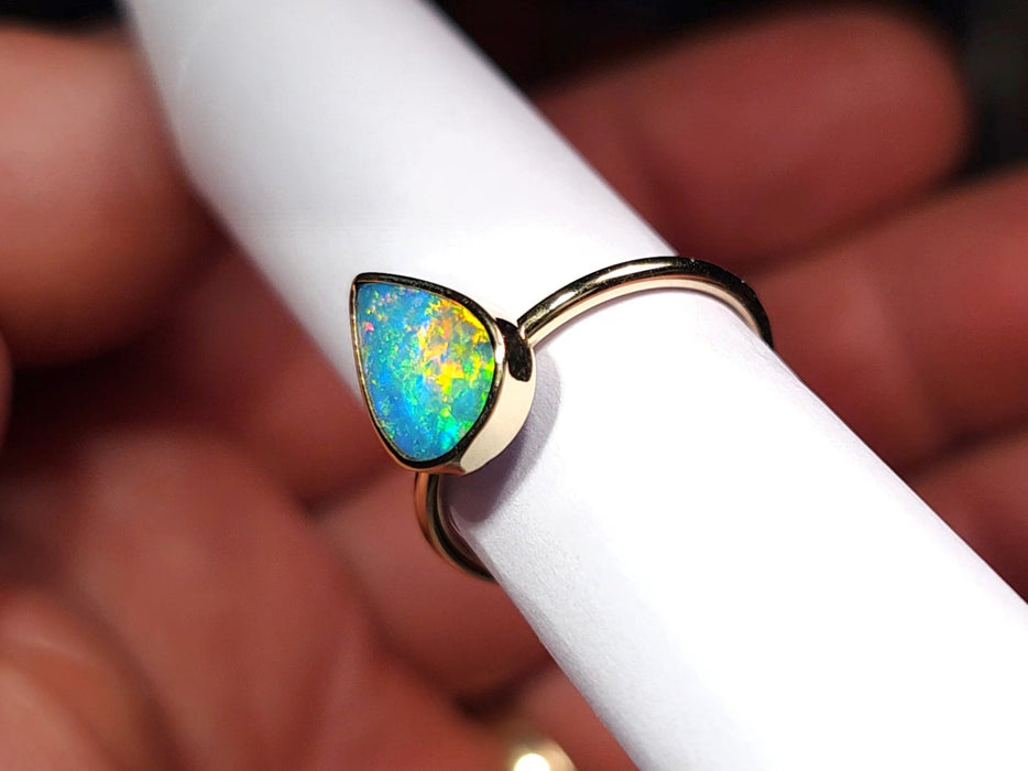 Kulu Ua' 14k Gold Australian Opal Ring 2.04g Free Re-Size Q78