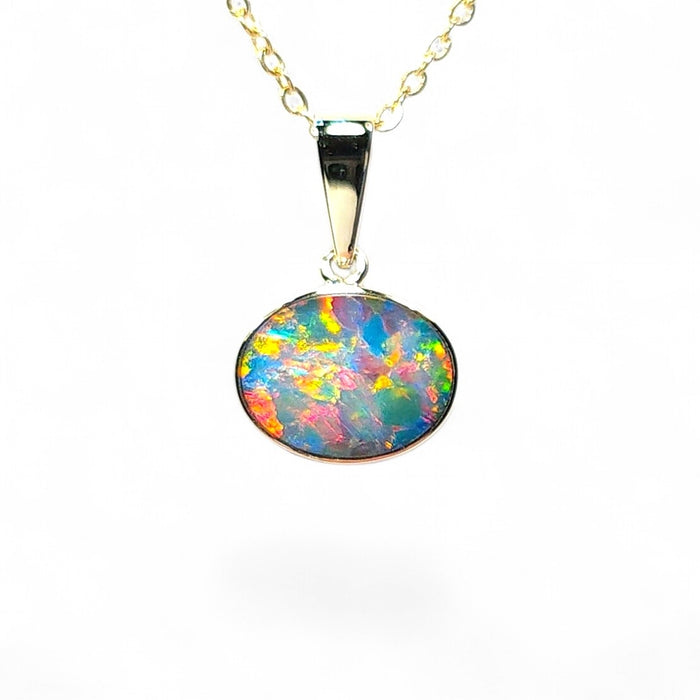 Fuego' Genuine Australian Opal Pendant 14k Gem Gift 0.8g Q74