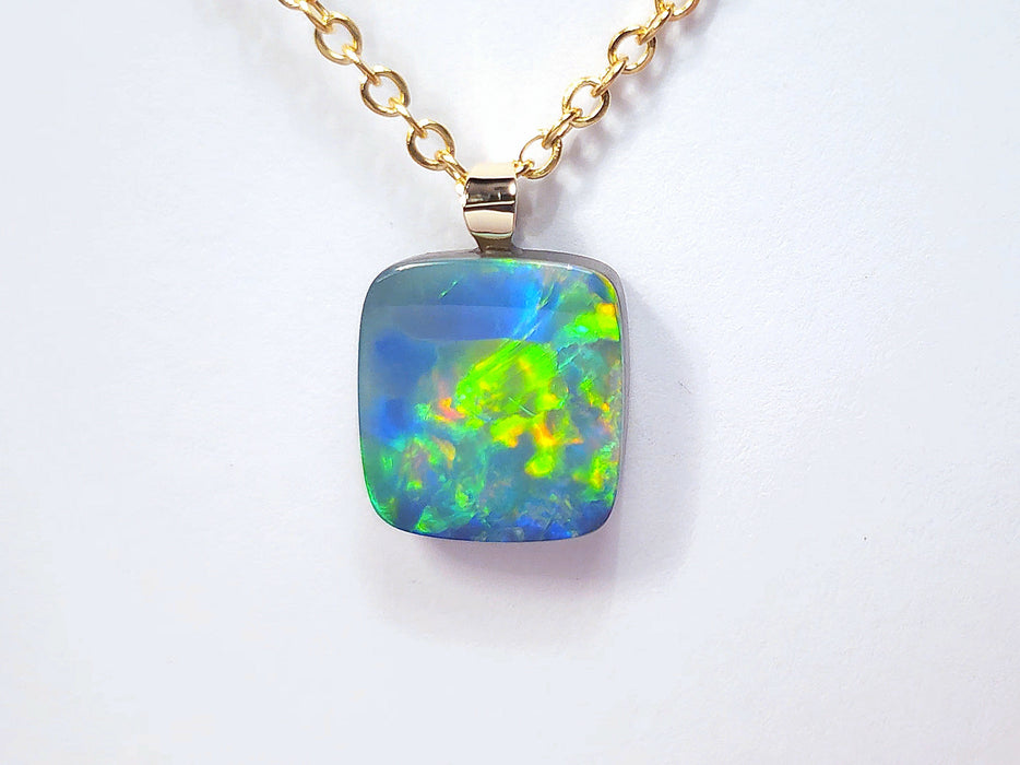 Aztec' Vivid Australian Opal Pendant 14k Gold Doublet Gift 4.2ct N37