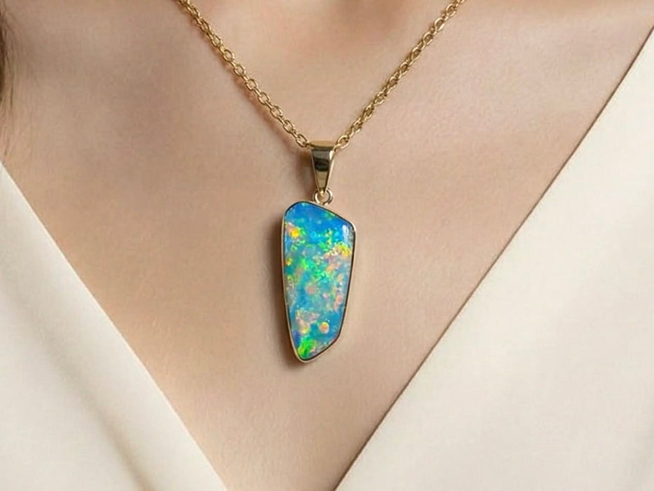 Kampani' Genuine Australian Opal Pendant 14k Gem Gift 6.7ct Q07
