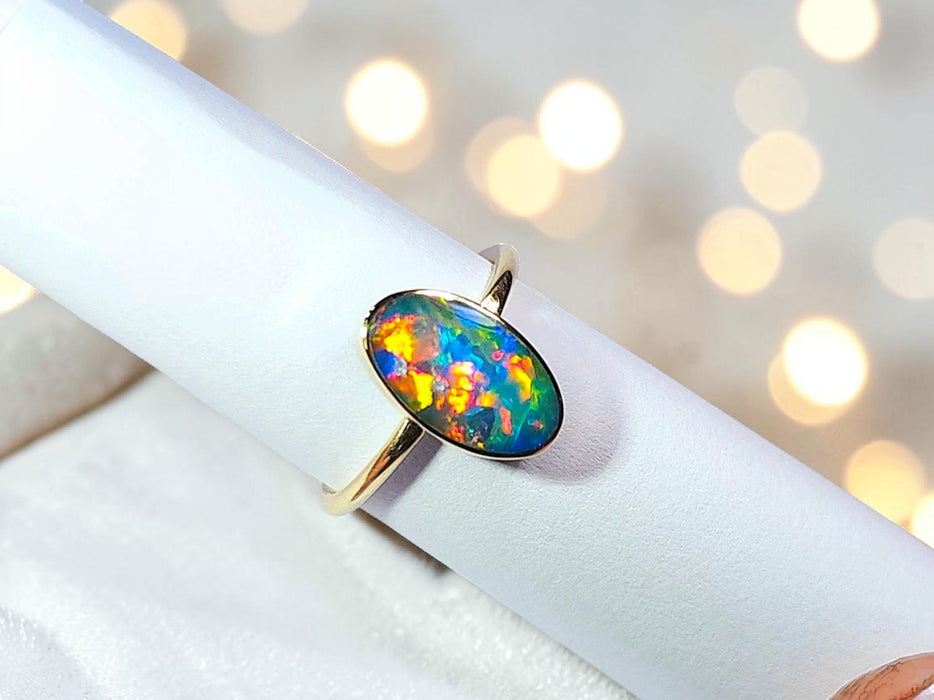 Floriane' 14k Gold Australian Opal Ring 2.2g Free Re-Size P33
