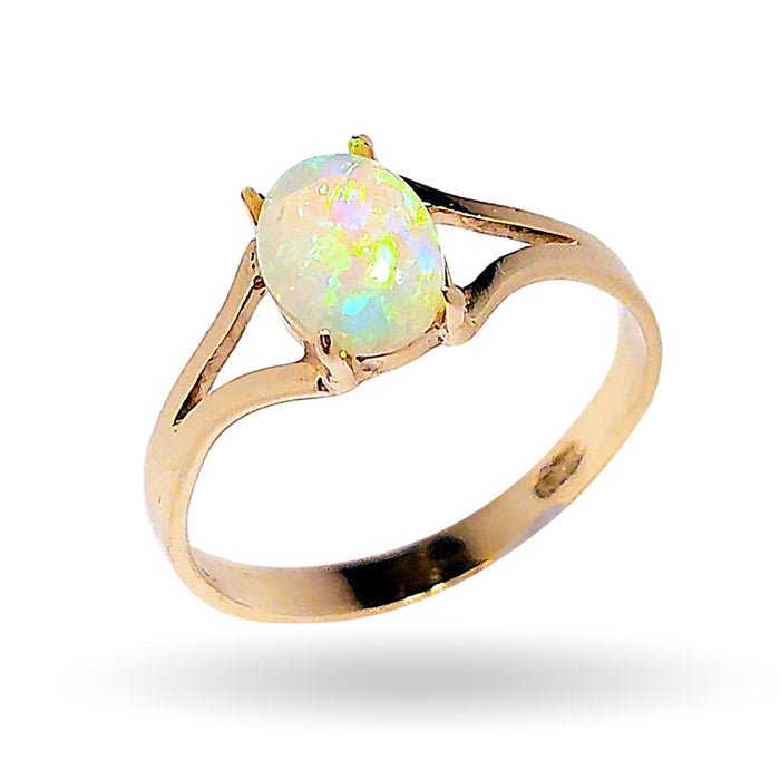 Verde' Australian Solid Opal Ring 14k Gold 1.5g US Sz 6.25