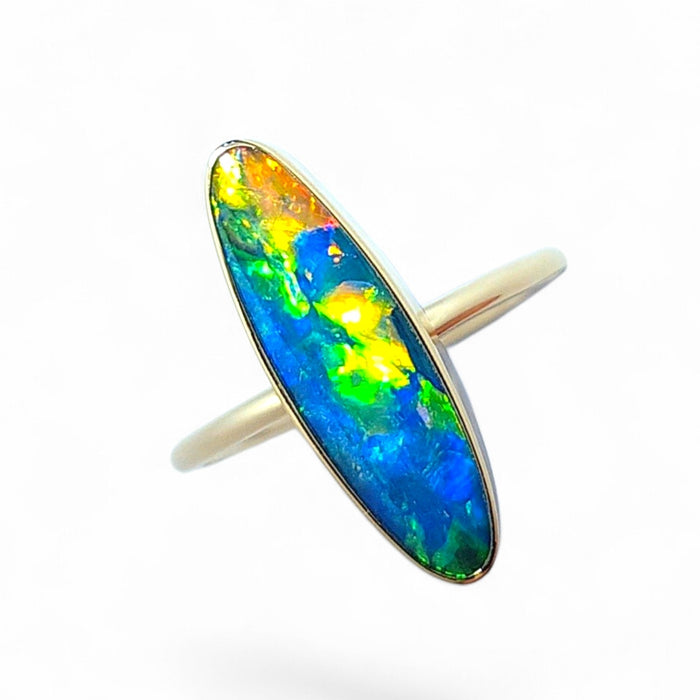 Neon Ember' 14k Gold Australian Opal Ring 2.3g Free Re-Size Q39