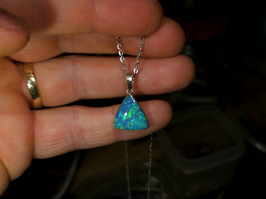 Verde Argento' Genuine Australian Opal Pendant Silver Gem Gift 1.4g P90