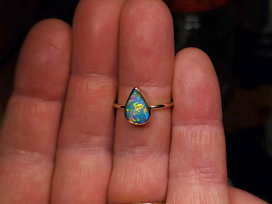 Kulu Ua' 14k Gold Australian Opal Ring 2.04g Free Re-Size Q78