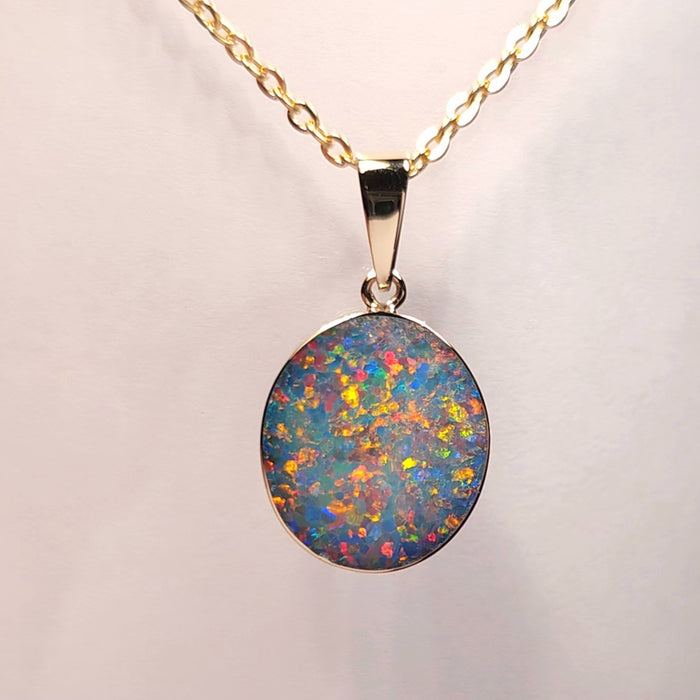 Bleu Rouge Bouquet' Australian Opal Pendant Jewelry 6.5ct 14k Gold Gem K41