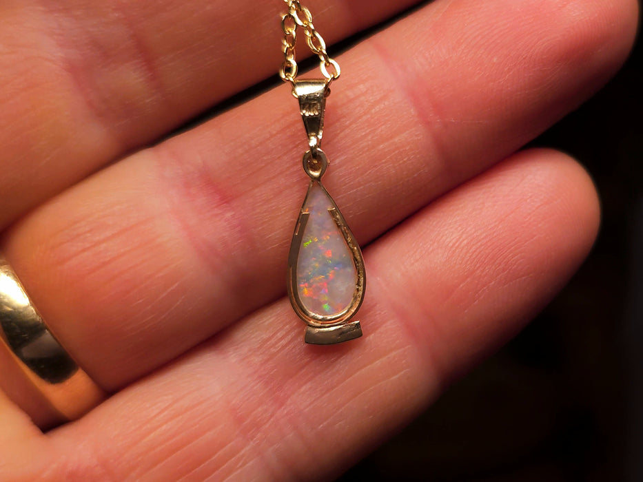 Diamante Flora' Australian Opal & Diamond Pendant Solid Gem Gift 4.8ct L04