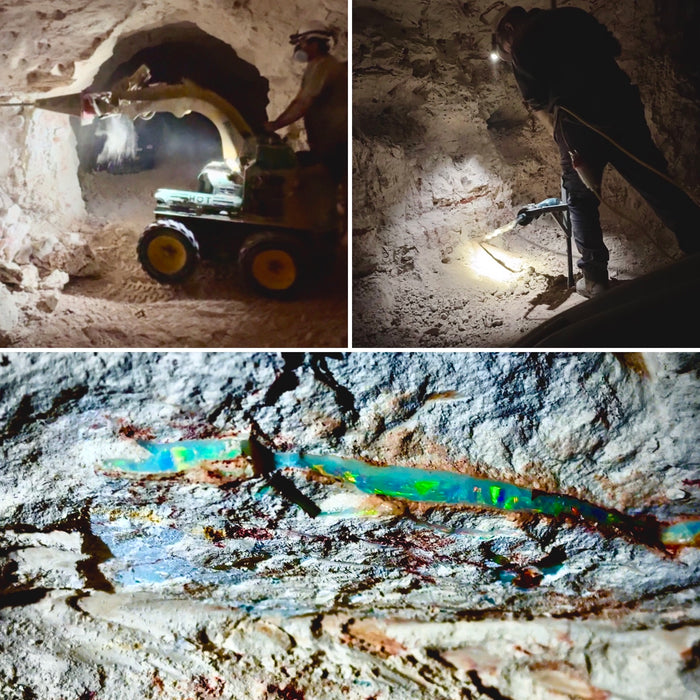 Eremophila' 14k Gold Australian Opal Ring 2.2 g 2-Tone Free Re-Size P29