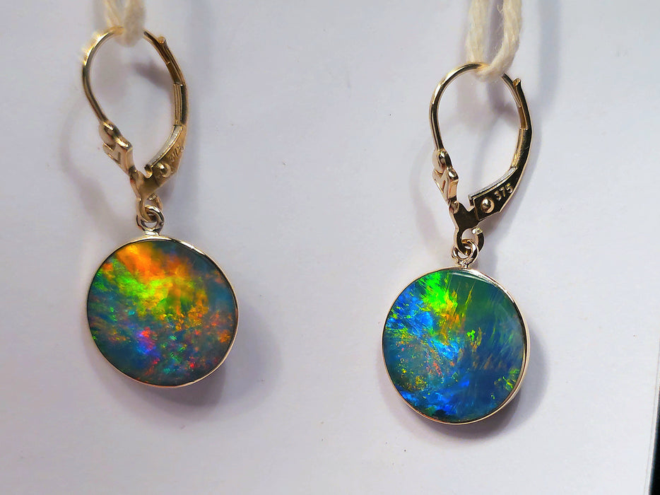 Jardin De Luz' Rare Bright Australian Opal Earrings Gold Jewelry 11.6ct M56