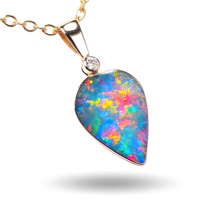 Supremo Floreale' Australian Opal & Diamond Pendant Super Gem Gift 5.4 ct L35