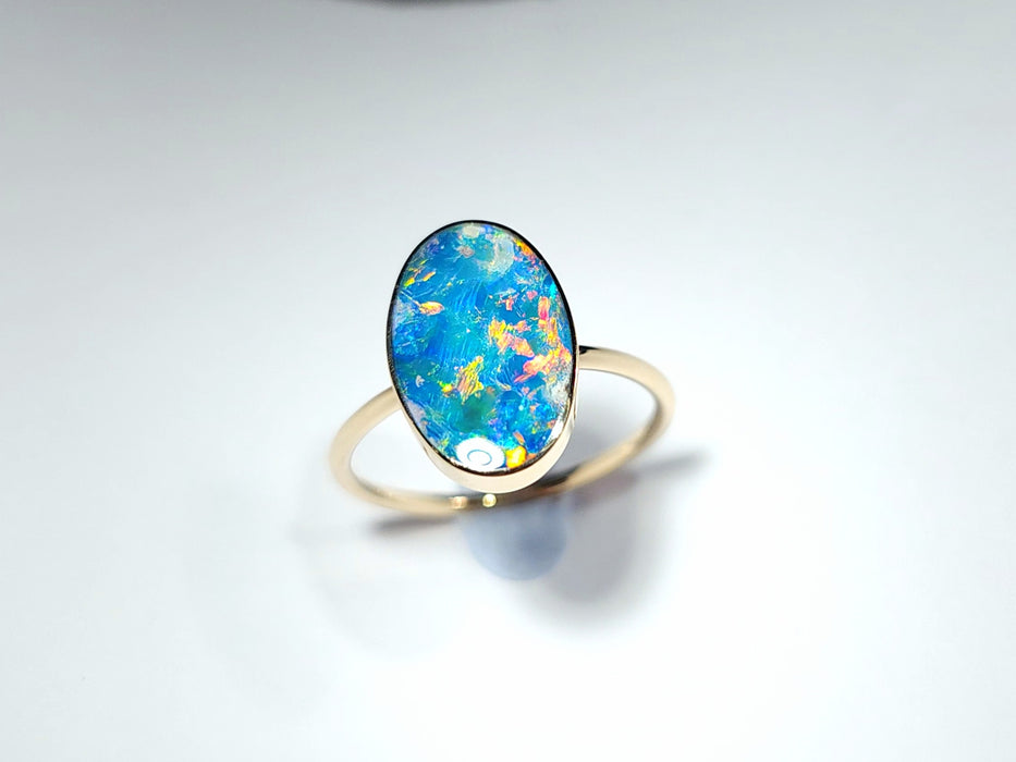 Hanazono' 14k Gold Australian Opal Ring 2.4g Free Sizing R00