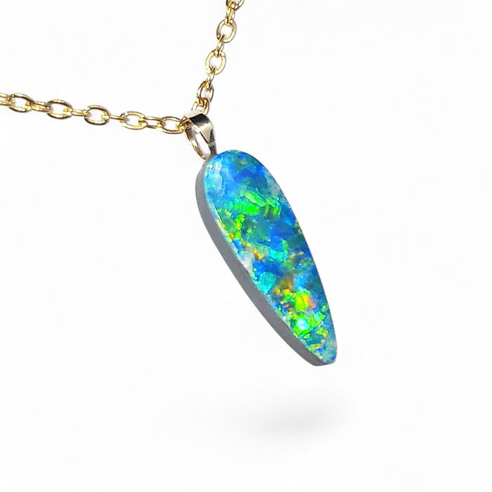 Tjintu Kari' Rare Australian 14k Gold Opal Doublet Pendant Gift 3.5 carat P79