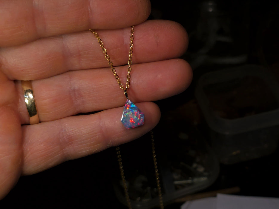 Magentazul' Rare Australian 14k Gold Opal Doublet Pendant Gift 3.1 carat P80