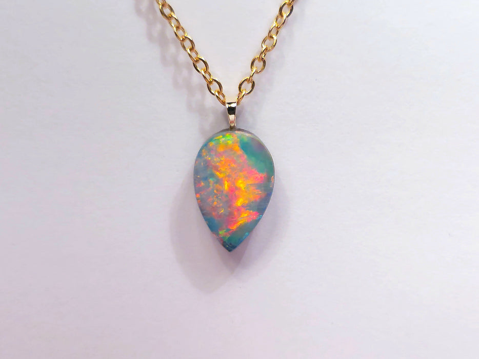 Pillar of Fire' Australian 14k Gold Opal Doublet Pendant Gift 3.4 carat P15