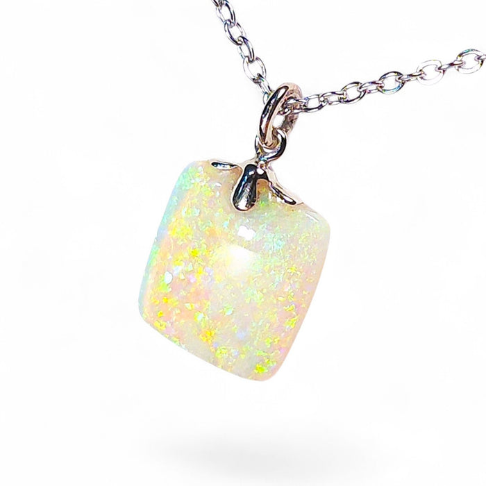 Grunspark' Australian Solid Crystal Opal 14k White Gold Pendant 4.5ct Gem P75