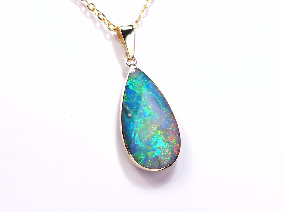 Ring Nebula' Genuine Australian Opal Pendant Solid 14K Gold 8.2ct L98