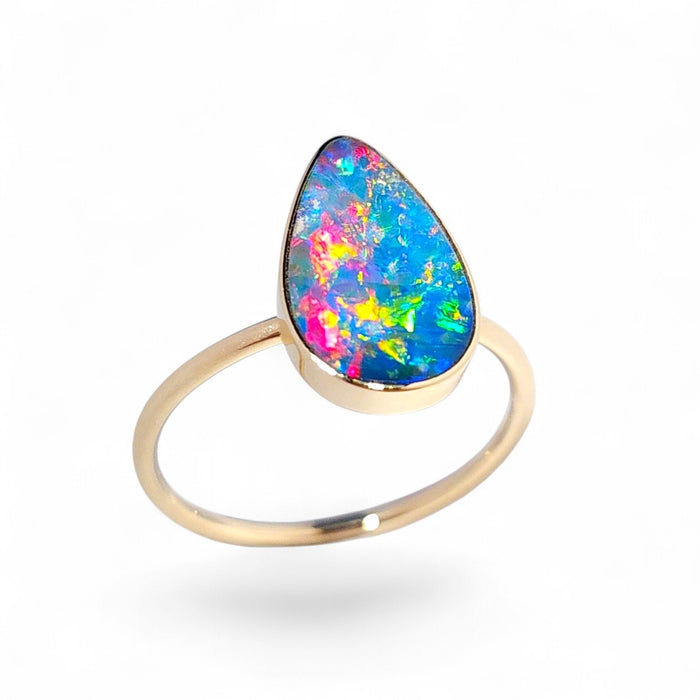 Ember' 14k Gold Australian Opal Ring 2.3g Free Sizing Q98