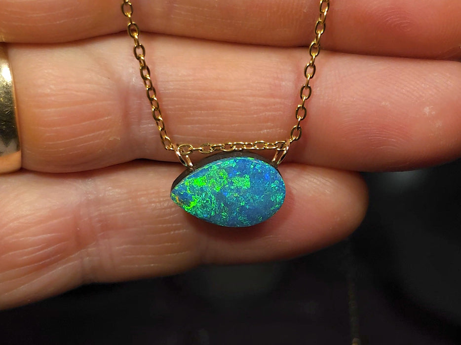 Ojo Verde' Rare Australian 14k Gold Opal Doublet Pendant Gift 6.2ct P28