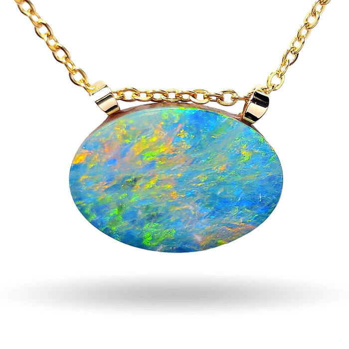 Tempeste' Large Australian Opal Pendant 14k Gold Doublet Gift 9.4ct N36