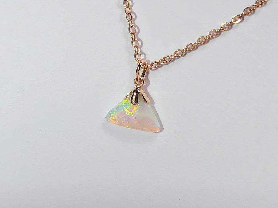 Trifire' Australian Solid Crystal Opal 14K Pink Gold Pendant 2.8ct Gem P72