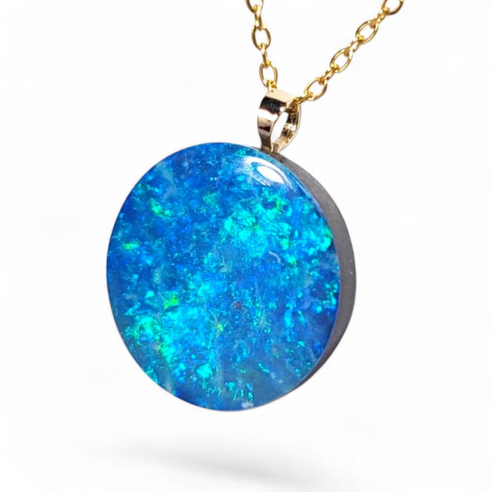 Neptune' Australian 14k Gold Opal Doublet Pendant Gift 1.8g Q93