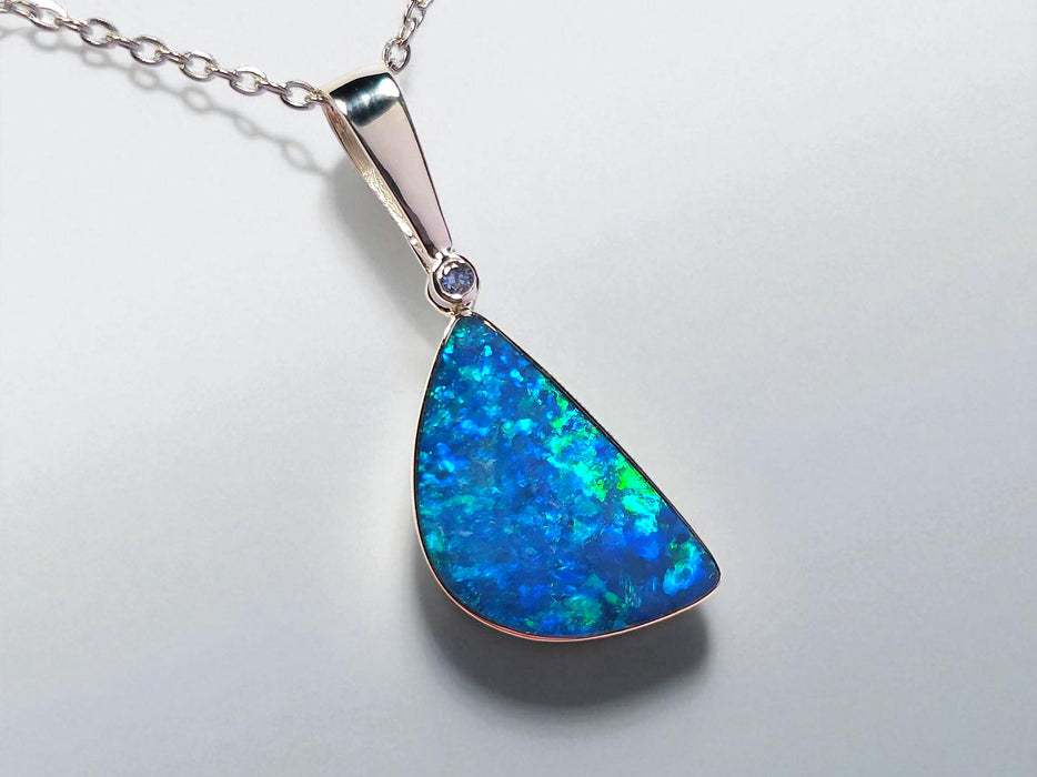 Estrellazul' Australian Opal & Sky Blue Topaz Silver Pendant 11.4 ct O53